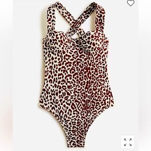 NWT J.Crew Ruched-cup one-piece in leopard print sz 6